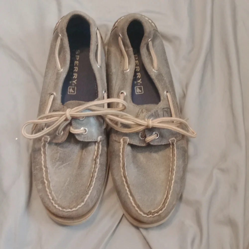 Sperry Top-Sider men tan and black boat shoes size 8 medium